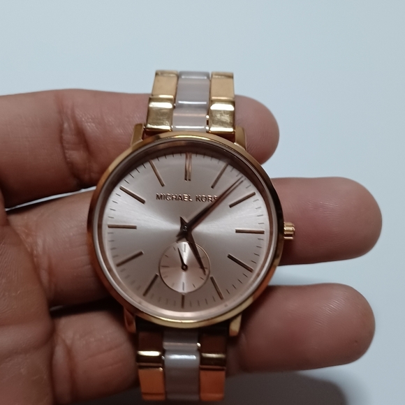 Michael Kors Ladies' Jaryn Rose Gold Tone and Acetate Watch MK3661 Working shows - Picture 3 of 9